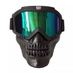 Face protection mask, made from hard plastic + ski goggles, multicolor lenses, skull model, MD01